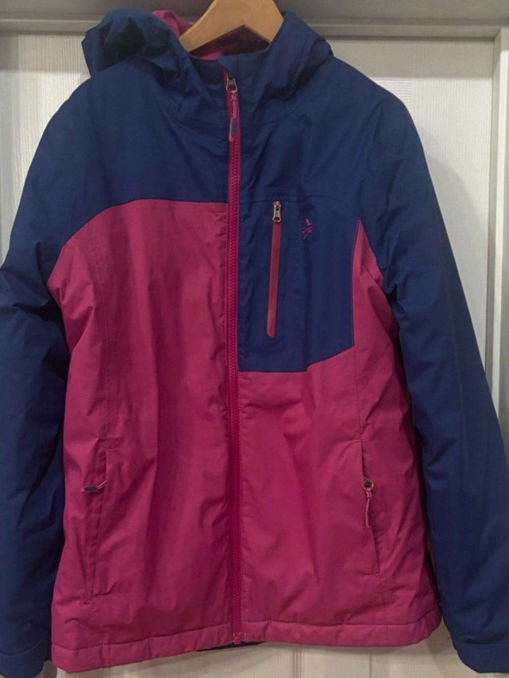 L.L. Bean Kids Wildcat Waterproof Insulated Jacket Pink Navy Colorblock L 14-16